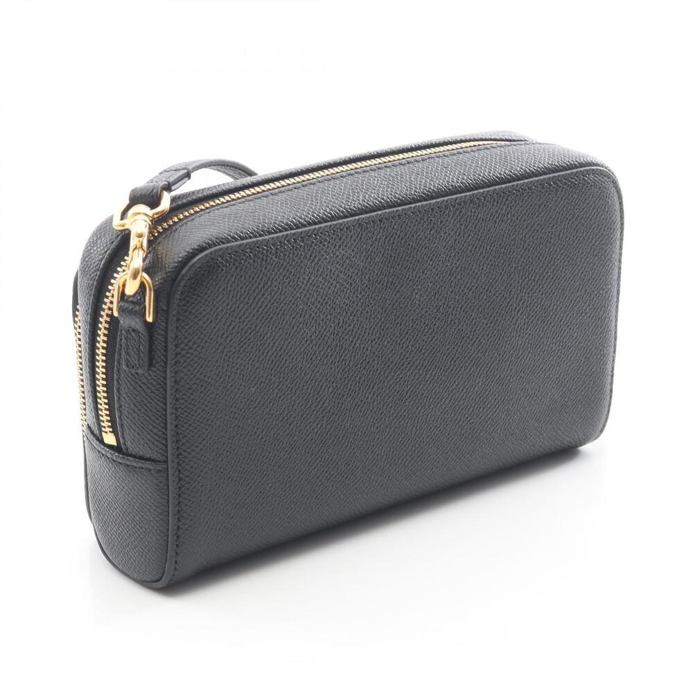 Dior Calo Double Clutch Shoulder Bag Leather Black